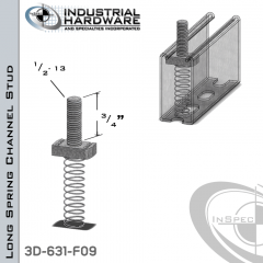 Long Spring Channel Stud ( Strut ) Steel-E.G. 1/2-13 X 3/4 Stud