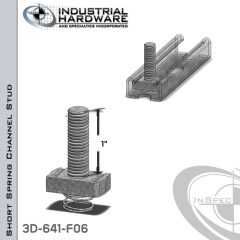 Short Spring Channel Stud ( Strut ) Steel-E.G. 3/8-16 X 1 Stud