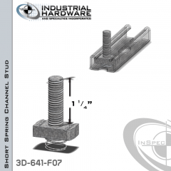 Short Spring Channel Stud ( Strut ) Steel-E.G. 3/8-16 X 1-1/4 Stud