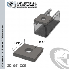 Channel ( Strut ) Washers Stainless 316 9/16 in. Hole X 1-5/8 in. Square X 1/4 in. Thick