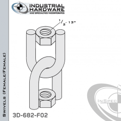 Strut Swivel (Female/Female) From Steel-E.G. (Zinc Plated) With 1/2-13 Thread