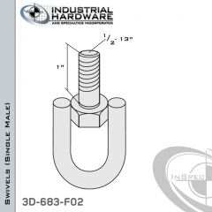 Strut Swivel (Single Male) From Steel-E.G. (Zinc Plated) With 1/2-13 x 1 in. Thread