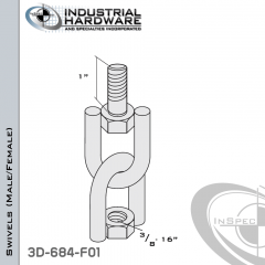 Strut Swivel (Male/Female) From Steel-E.G. (Zinc Plated) With 3/8-16 x 1 in. Thread