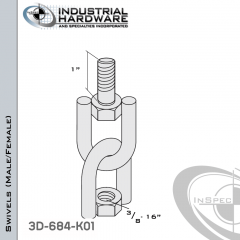 Strut Swivel (Male/Female) From Steel-Zinc Yellow Plating With 3/8-16 x 1 in. Thread