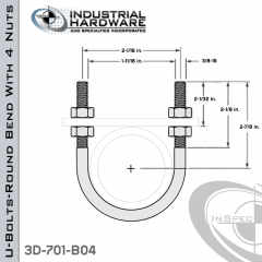 U-Bolts W/4 Nuts Stainless 304 For 1-1/4 in. Pipe 3.7 in. Inside Length