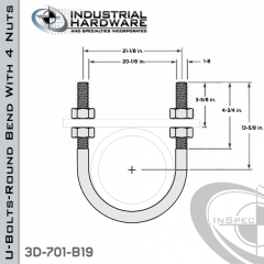 U-Bolts W/4 Nuts Stainless 304 For 20 in. Pipe 23.62 in. Inside Length