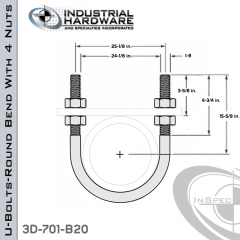 U-Bolts W/4 Nuts Stainless 304 For 24 in. Pipe 27.62 in. Inside Length