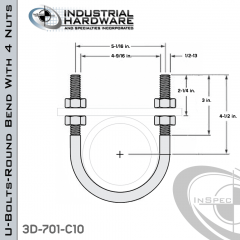 U-Bolts W/4 Nuts Stainless 316 For 4 in. Pipe 6.75 in. Inside Length