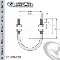 U-Bolts W/4 Nuts Stainless 316 For 18 in. Pipe 21.62 in. Inside Length