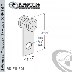 2-Wheel Trolley 1-Hole X 9/16 in. From Steel-E.G. (Zinc Plated)