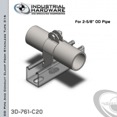 OD Pipe And Conduit Clamp From Stainless Type 316 For 2-5/8 in. OD Pipe