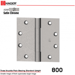 Hager 800 4.5 x 4.5 US26D Full Mortise Hinge Stock No 002422