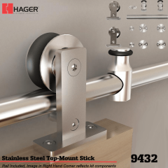 Hager 9432 Top Mount Stick Barn Door Stock No 183636