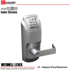 Hager 34K1 2-3/4 US26D WTN SCC KA ASA Electronic Lock Stock No 199968