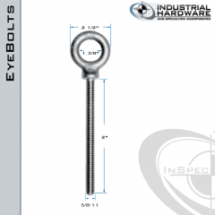 K2027-2: 5/8-11 x 2 in Long Full Thread Shoulder Pattern Eyebolt Carbon Steel - Made in the USA