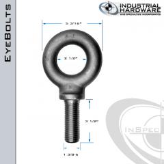 K2033-6 SPEC.: 1-3/8-6 x 3-1/2 in Long Full Thread Shoulder Pattern Eyebolt Carbon Steel - Made in the USA