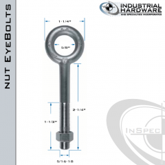 N2002-2-1/4: 5/16-18 x 2-1/4 in Long with 1-1/2 in Thread Plain Pattern Eyebolt with Nut Carbon Steel - Made in the USA