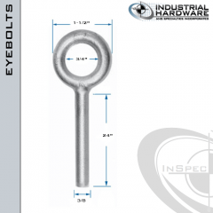 N2003-24-BLANK: 3/8 x 24 in Long Non Threaded Plain Pattern Eyebolt Blanks Carbon Steel - Made in the USA