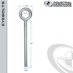 N2003-4140-12-BLANK: 3/8 x 12 in Long Non Threaded Plain Pattern Eyebolt Blanks Alloy Steel 4140 - Made in the USA