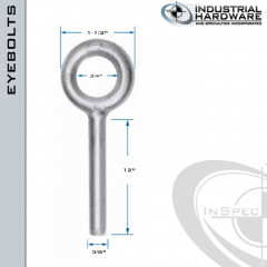 N2003-SS-12-BLANK: 3/8 x 12 in Long Non Threaded Plain Pattern Eyebolt Blanks SS Type 304 - Made in the USA