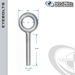 N2005-316SS-24-BLANK: 1/2 x 24 in Long Non Threaded Plain Pattern Eyebolt Blanks SS Type 316 - Made in the USA