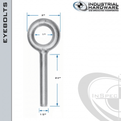 N2005-SS-24-BL:ANK: 1/2 x 24 in Long Non Threaded Plain Pattern Eyebolt Blanks SS Type 304 - Made in the USA