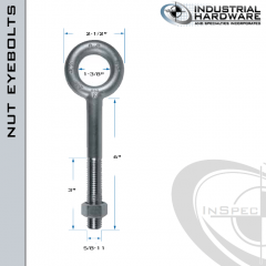 N2007-SS-6: 5/8-11 x 6 in Long with 3 in Thread Plain Pattern Eyebolt with Nut SS Type 304 - Made in the USA