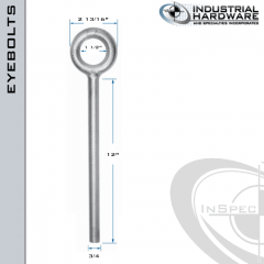 N2008-4140-12-BLANK: 3/4 x 12 in Long Non Threaded Plain Pattern Eyebolt Blanks Alloy Steel 4140 - Made in the USA