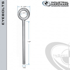 N2009-4140-12-BLANK: 7/8 x 12 in Long Non Threaded Plain Pattern Eyebolt Blanks Alloy Steel 4140 - Made in the USA