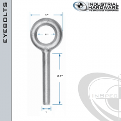 N2010-316SS-24-BLANK: 1 x 24 in Long Non Threaded Plain Pattern Eyebolt Blanks SS Type 316 - Made in the USA