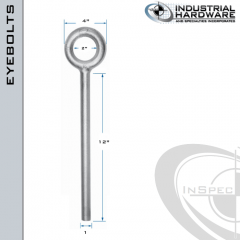 N2010-4140-12-BLANK: 1 x 12 in Long Non Threaded Plain Pattern Eyebolt Blanks Alloy Steel 4140 - Made in the USA