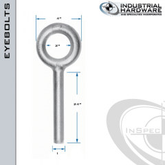 N2010-SS-24-BLANK: 1 x 24 in Long Non Threaded Plain Pattern Eyebolt Blanks SS Type 304 - Made in the USA