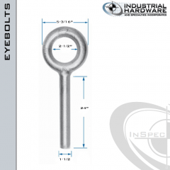 N2014-316SS-24-BLANK: 1-1/2 x 24 in Long Non Threaded Plain Pattern Eyebolt Blanks SS Type 316 - Made in the USA