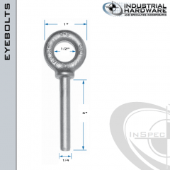 N2021-316SS-6-BLANK: 1/4 x 6 in Long Non Threaded Shoulder Pattern Eyebolt Blanks SS Type 316 - Made in the USA