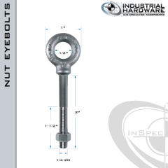 N2021-SS-2: 1/4-20 x 2 in Long with 1-1/2 in Thread Shoulder Pattern Eyebolt with Nut SS Type 304 - Made in the USA