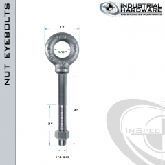 N2021-SS-4: 1/4-20 x 4 in Long with 2 in Thread Shoulder Pattern Eyebolt with Nut SS Type 304 - Made in the USA