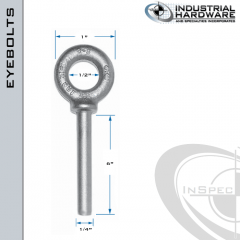 N2021-SS-6-BLANK: 1/4 x 6 in Long Non Threaded Shoulder Pattern Eyebolt Blanks SS Type 304 - Made in the USA