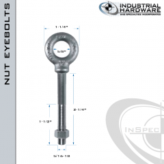 N2022-2-1/4: 5/16-18 x 2-1/4 in Long with 1-1/2 in Thread Shoulder Pattern Eyebolt with Nut Carbon Steel - Made in the USA