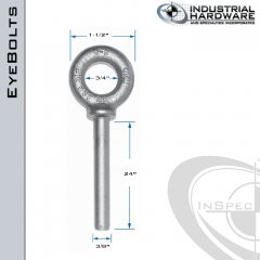 N2023-24-BLANK: 3/8 x 24 in Long Non Threaded Shoulder Pattern Eyebolt Blanks Carbon Steel - Made in the USA