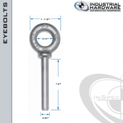 N2023-SS-12-BLANK: 3/8 x 12 in Long Non Threaded Shoulder Pattern Eyebolt Blanks SS Type 304 - Made in the USA