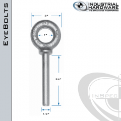 N2025-24-BLANK: 1/2 x 24 in Long Non Threaded Shoulder Pattern Eyebolt Blanks Carbon Steel - Made in the USA