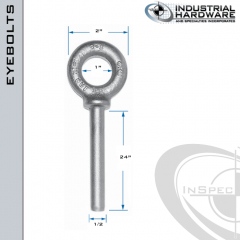 N2025-316SS-24-BLANK: 1/2 x 24 in Long Non Threaded Shoulder Pattern Eyebolt Blanks SS Type 316 - Made in the USA