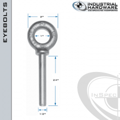 N2025-SS-24-BLANK: 1/2 x 24 in Long Non Threaded Shoulder Pattern Eyebolt Blanks SS Type 304 - Made in the USA