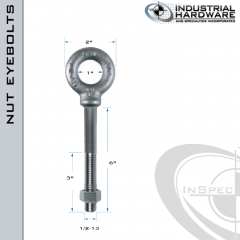 N2025-SS-6: 1/2-13 x 6 in Long with 3 in Thread Shoulder Pattern Eyebolt with Nut SS Type 304 - Made in the USA