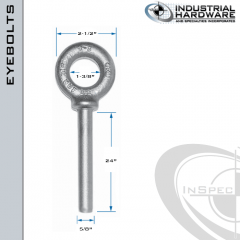 N2027-SS-24-BLANK: 5/8 x 24 in Long Non Threaded Shoulder Pattern Eyebolt Blanks SS Type 304 - Made in the USA