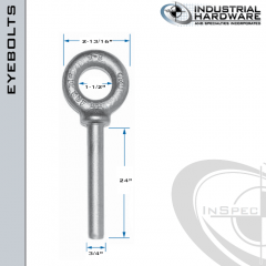 N2028-SS-24-BLANK: 3/4 x 24 in Long Non Threaded Shoulder Pattern Eyebolt Blanks SS Type 304 - Made in the USA