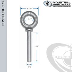 N2029-316SS-24-BLANK: 7/8 x 24 in Long Non Threaded Shoulder Pattern Eyebolt Blanks SS Type 316 - Made in the USA