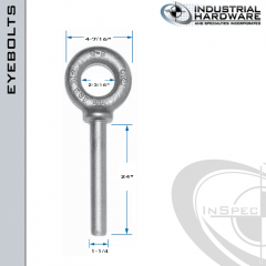 N2032-SS-24-BLANK: 1-1/4 x 24 in Long Non Threaded Shoulder Pattern Eyebolt Blanks SS Type 304 - Made in the USA