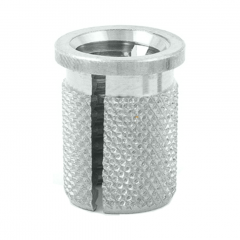 2-56 UNC x 0.156 PlastiSert Press-Fit Threaded Insert For Plastics - Flanged - Bottom Slot - 303 Stainless - Made in USA