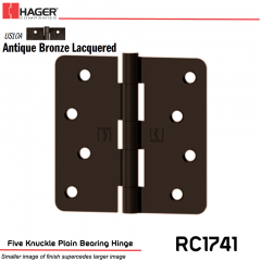 Hager 1741 US10A Full Mortise Hinge Stock No 030645